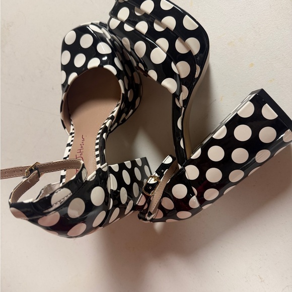 Betsy Johnson Black and White Polka Dot Women's Shoes - Picture 2 of 4